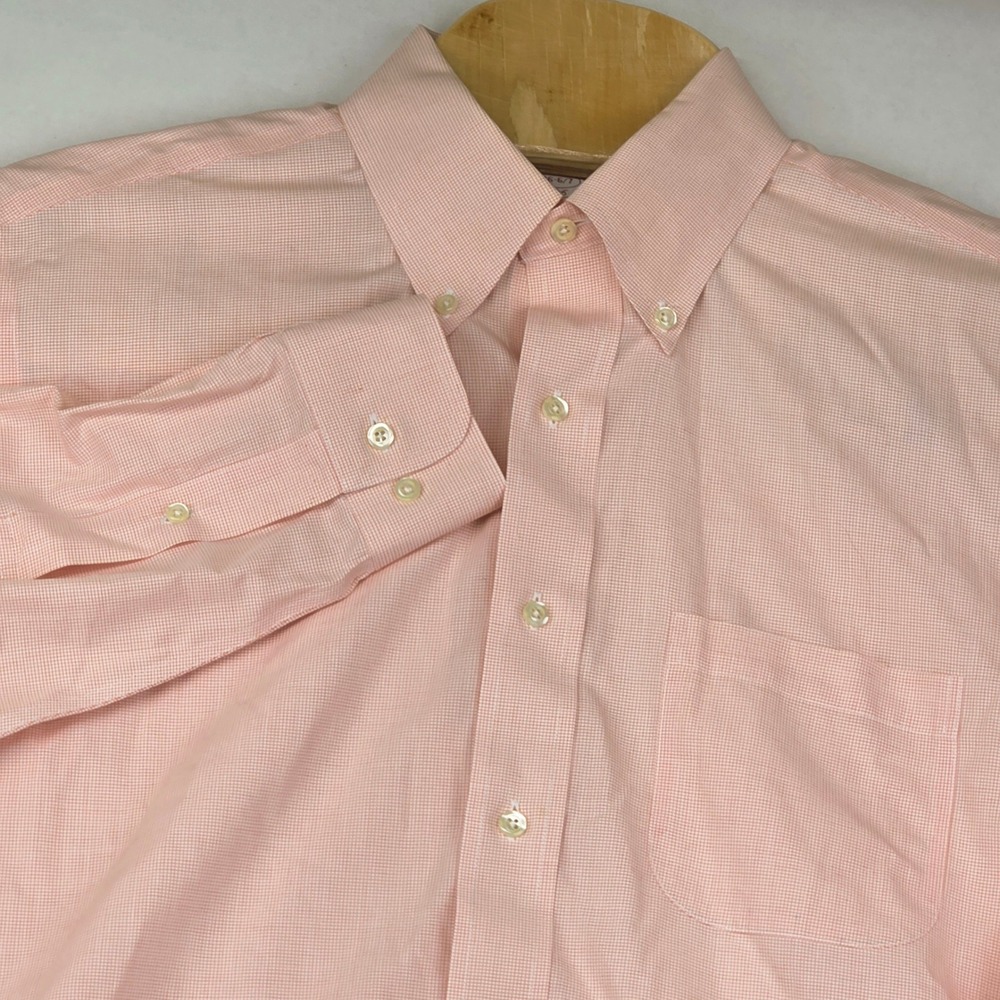 Brooks Brothers Men's Shirt 16-6/ 7 Orange Gingham Check Regular‎ Fit Cotton
